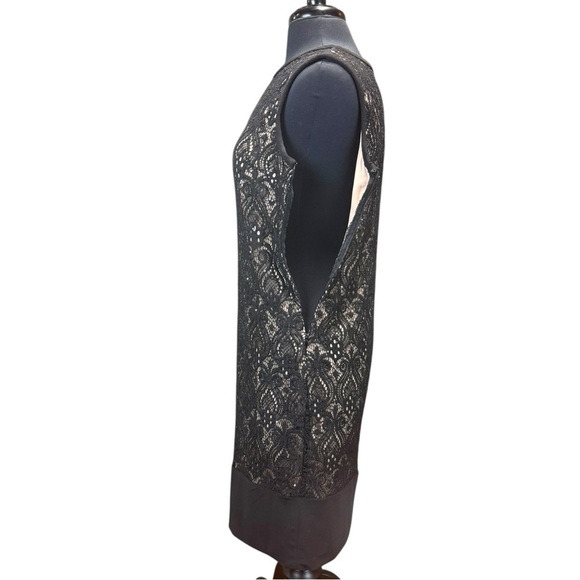 R&M Richards Elegant Black Lace Overlay Sleeveless Sheath Dress Size 8 - Picture 4 of 7